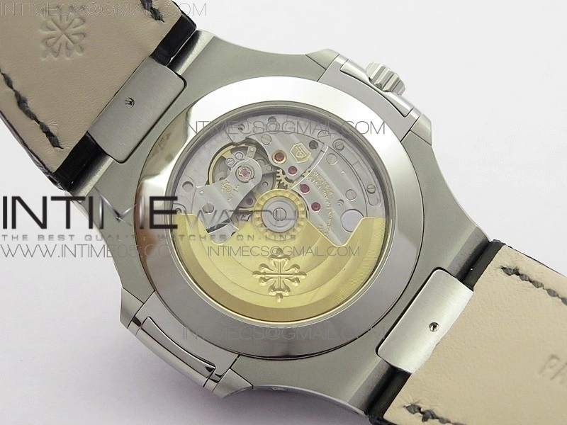 NAUTILUS 5726 SS GRF 1:1 BEST EDITION WHITE DIAL WORKING ANNUAL CALENDARON BLACK LEATHER STARP A.324 V2